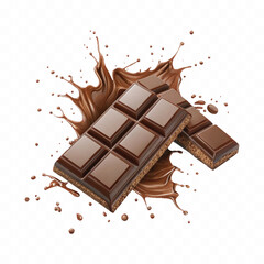 abstract 3d chocolate with splash isolated on white background