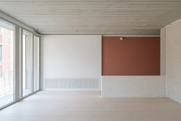 Fototapeta premium Spacious modern interior with neutral tones and natural light in minimalist design
