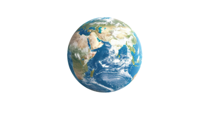 3D Planet Earth with Copy Space on Transparent Background – Eco-Friendly Theme

