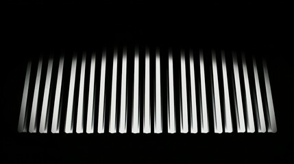 A row of vertical light strips in an all black background