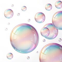 Pastel Rainbow Bubbles 3D Render, Floating Spheres, Abstract Design, Iridescent, Digital Art, Bubble Texture Bubbles, Abstract Art