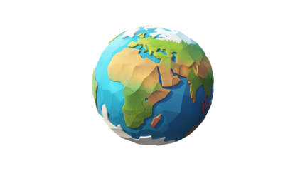 Earth Day – Cute 3D Cartoon Planet on Transparent PNG with Copy Space
