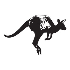 Vector illustration of kangaroo animal, herbivorous animal types, on white background