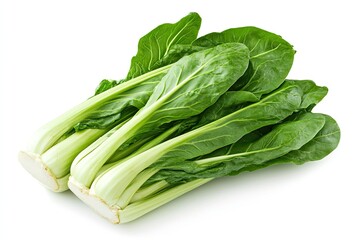 Steamed Chinese greens isolated on white background 