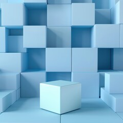 Fototapeta premium Abstract Blue Cube Display Background