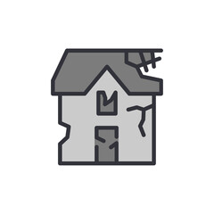 Abandoned house colored icons, minimalist vector illustration ,simple transparent graphic element .Isolated on white background