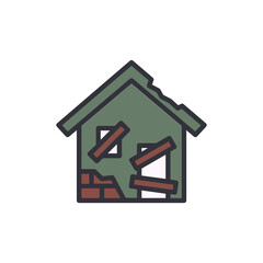Abandoned house colored icons, minimalist vector illustration ,simple transparent graphic element .Isolated on white background