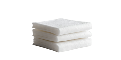 Soft, white cloths neatly stacked. Perfect for cleaning or skincare.