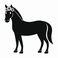 Obraz premium Beautiful Horse Silhouette with Blooming Elegance