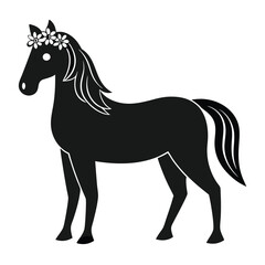 Obraz premium Graceful Floral Horse Silhouette in Motion