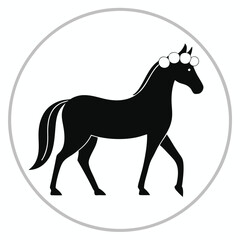 Majestic Horse Silhouette with Flowing Floral Mane