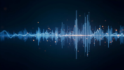 Configuring Futuristic Soundwave Technology: Professional Adjustment of Digital Soundwave Holograms for Advanced Voice Recognition Systems - Photo Stock Concept with Empty Space