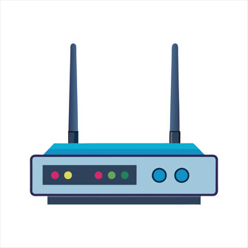blue router with antennas, flat design clip art preview