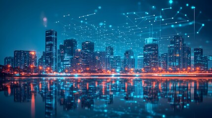 Obraz premium Night Cityscape: Connected Metropolis