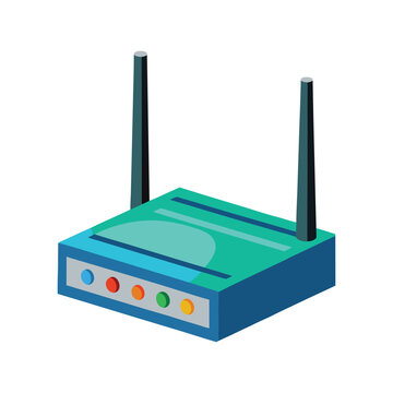 blue and green router with antennas clip art preview