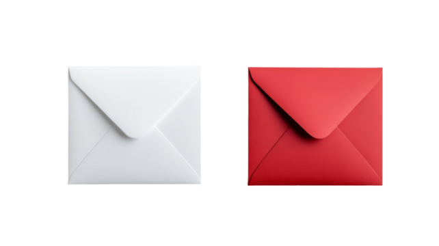 A crisp white and vibrant red envelope.  Simple, elegant, and ready to send.