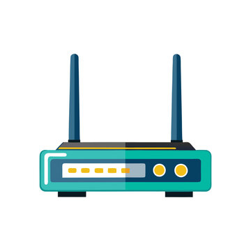teal router with blue antennas clip art preview