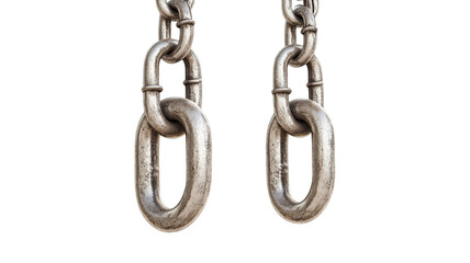 Obraz premium Close-up of two metallic chains against a black background. The texture and detail of each link are visible.