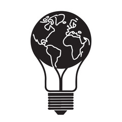 Earth light bulb vector