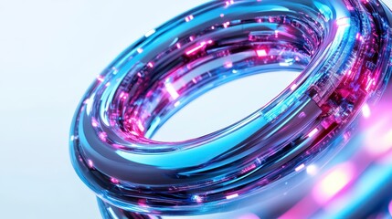 Abstract Intersecting Metallic Rings with Glowing Particles
