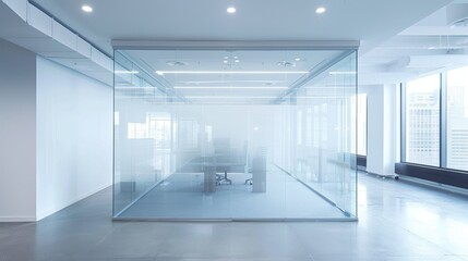 Fototapeta premium Modern Empty Office Space with Glass Partitions