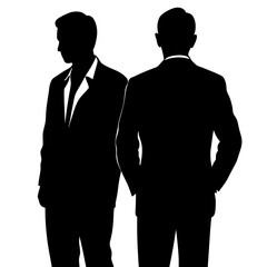 Two business man standing with cross pose vector silhouette