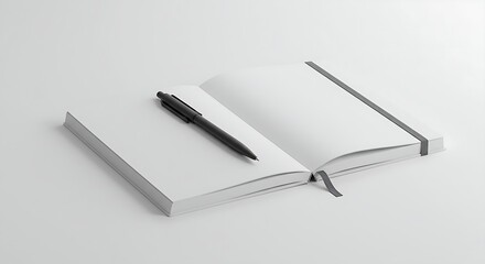 Modern pen and notebook mockup arranged neatly on a white backdrop
