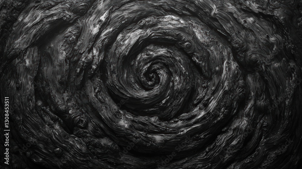 Poster intricate black and white swirl design captured in abstract form creating a sense of movement and fl