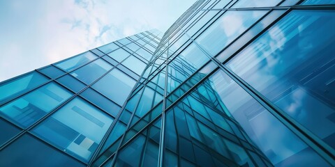 Obraz premium Modern Skyscraper Facade with Glass Windows