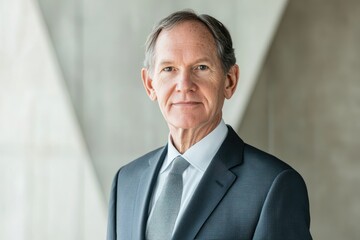 Fototapeta premium Portrait of a confident, mature businessman in a dark suit, exuding professionalism and leadership.