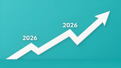 Flat Timeline Illustration: Business Growth Projections from 2026 to 2026 with Upward Graph - Simple and Cute Vector Design for Smart Business Insights