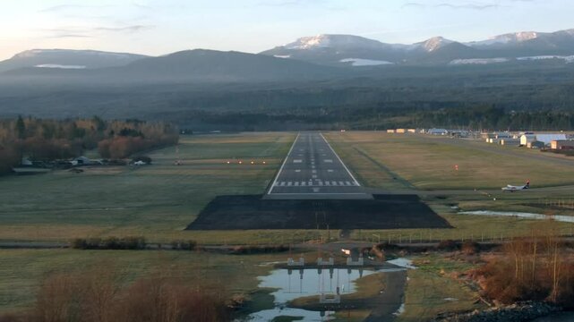 Pilot's POV Landing at Nanaimo Airport Runway in Vancouver Island