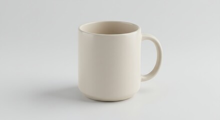 Simple ceramic mug mockup with a smooth surface on a plain white background