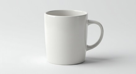 Simple ceramic mug mockup with a smooth surface on a plain white background