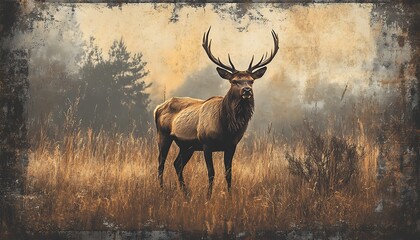 Majestic Elk in Autumnal Woods