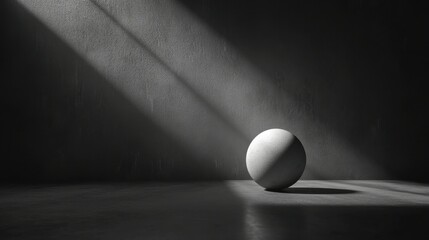 Minimalist Sphere Casting Light and Shadow on a Dark Surface
