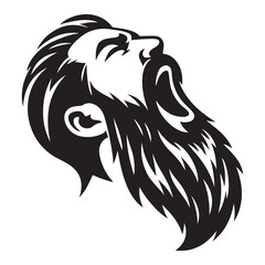 Fototapeta premium Silhouette Bearded Man Looking Upwards Vector Illustration Design