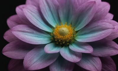 Romantic Lotus Flower with Water Drops on Black Background