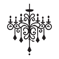 Elegant Silhouette Chandelier Illustration Vector Art for Interior Design Projects