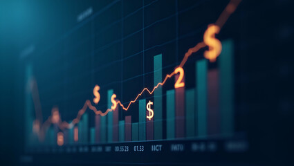 Flat Interactive graphs and currency symbols representing economic strategies in financial analytics concept as Interactive graphs and currency symbols illustrating economic strategies within financia