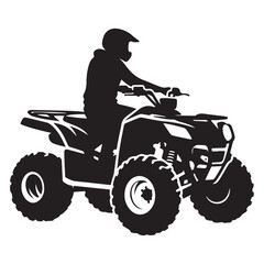 Silhouette Illustration of ATV Rider on Quad Bike Adventure Vehicle