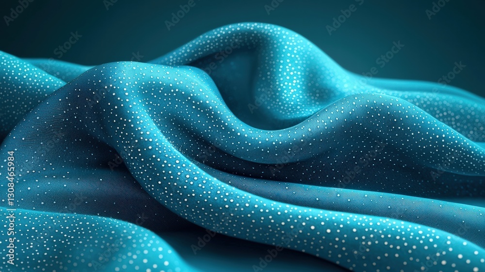 Poster blue fabric with white dots creating a playful and cheerful pattern perfect for various uses