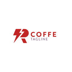 Bold Coffee Logo with Letter R and Lightning for Energy & Power