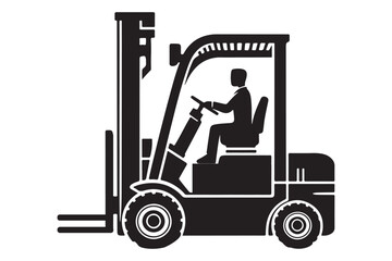 Forklift silhouette vector design for warehouse and industry graphics
