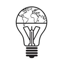 Earth light bulb vector
