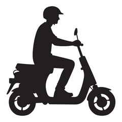 Silhouette Vector Illustration of a Person Riding a Motor Scooter © Creative Image  