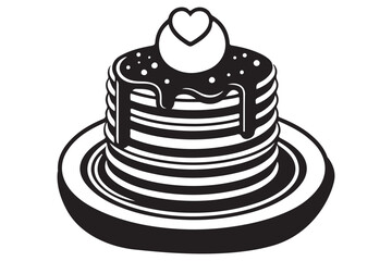 Delicious Stack of Pancakes with Heart Topping Illustration Design