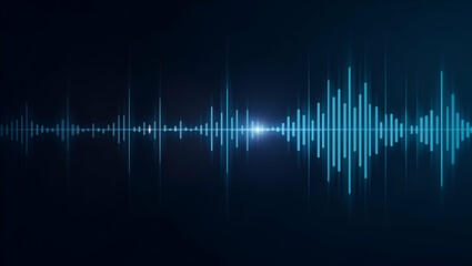Flat Voice Interaction Waveform A glowing holographic waveform indicating voice based interaction in a modern digital interface. concept as A luminous holographic waveform representing voice based int