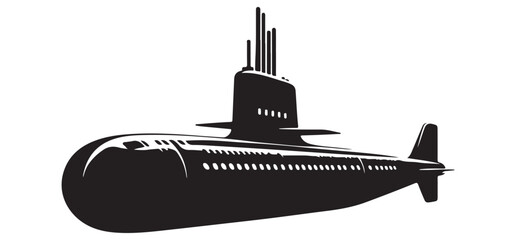 Submarine Military Vessel Vector Silhouette For Marine Design Element © Creative Image  