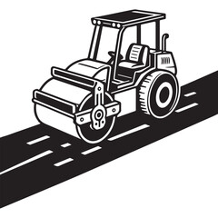 Road roller illustration vector art construction equipment asphalt paving